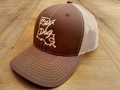 Roux Dog Logo Mesh Back Cap -- Brown/Khaki